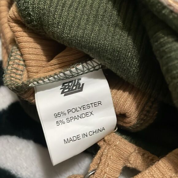 Soleboy race car green two toned jumper ribbed criss cross body suit size large - Picture 9 of 13